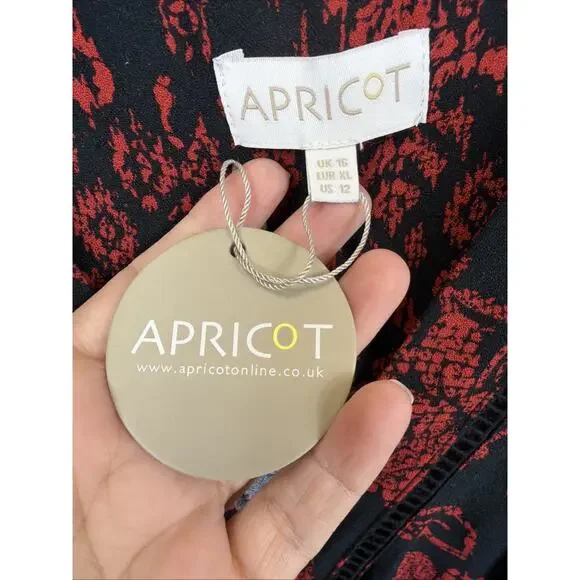 NWT Apricot Black Red Floral Pattern Maxi Long Dress #1387 Size XL - Picture 6 of 6